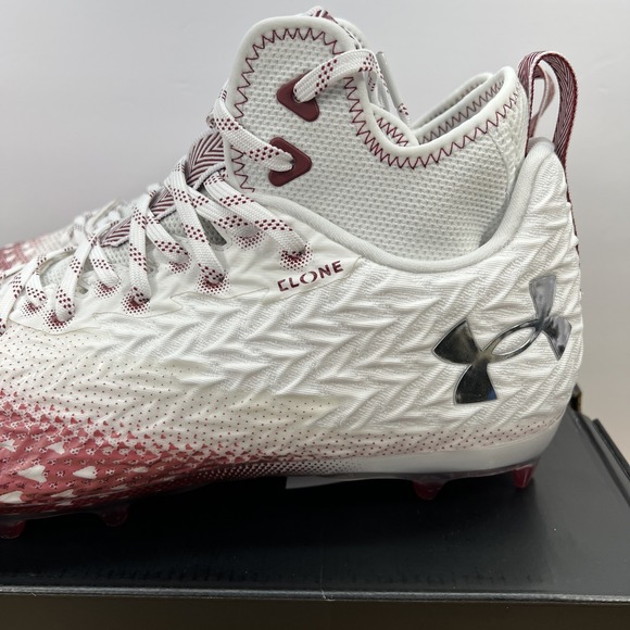 Under Armour Men's 13 Spotlight Clone 3.0 MC Football Cleats 3026334-107 WHT/RED - Picture 2 of 12